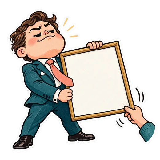 Sticker de un gurú empresarial al que retiran un cartel motivacional
